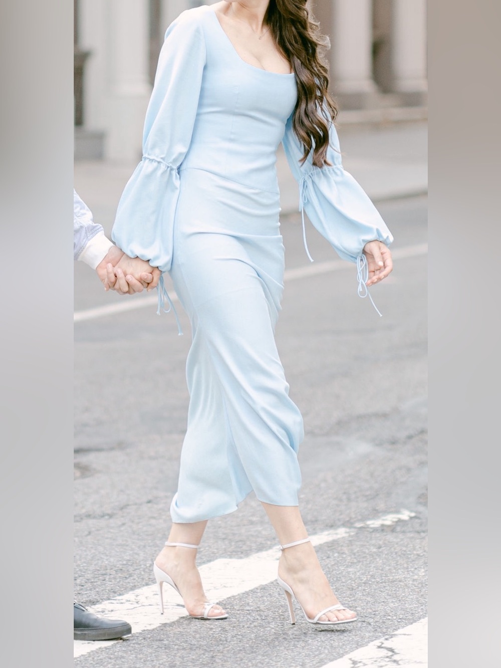 Women's Materiel Tbilisi Light Blue Long-Sleeve Midi Dress Size: M, 6 US